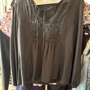 Clover Canyon Black Blouse with Lace Detail